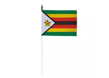 Drapeau de table Zimbabwe 10 x 15 cm polyester avec tige métal