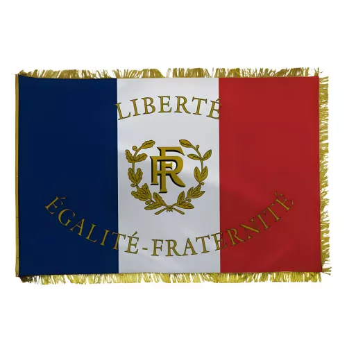 Drapeau de façade RF palmes dorées Liberté Égalité Fraternité