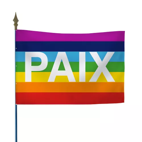 Drapeau paix en maille polyester avec hampe