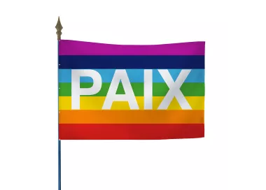 Drapeau paix en maille polyester avec hampe