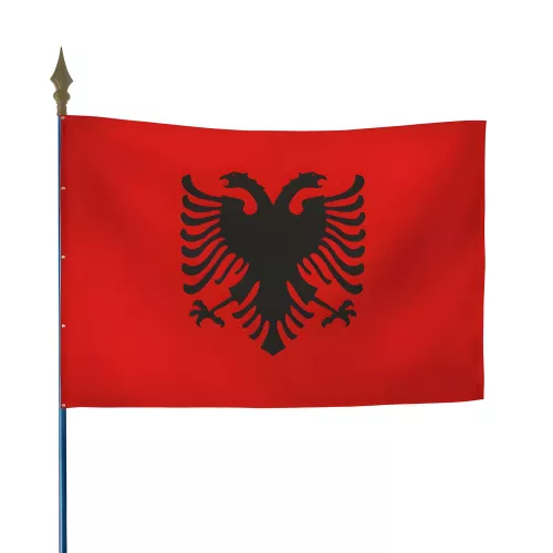Drapeau Albanie en maille polyester avec hampe