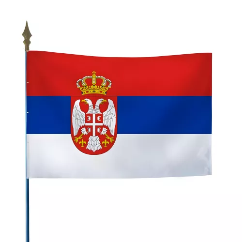 Drapeau Serbie en maille polyester avec hampe