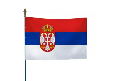 Drapeau Serbie en maille polyester avec hampe