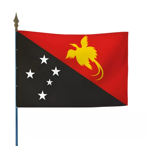 Drapeau Papouasie-Nouvelle-Guinée en maille polyester avec hampe