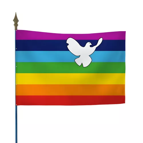 Drapeau de la Fraternité en polyester avec hampe bleue