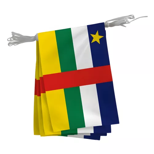 Guirlande Centrafrique 10 fanions polyester 20 x 30 cm