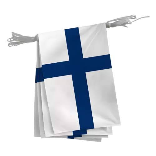 Guirlande Finlande fanions rectangulaires 20 x 30 cm polyester