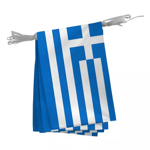 Guirlande Grèce fanions rectangulaires 20 x 30 cm polyester