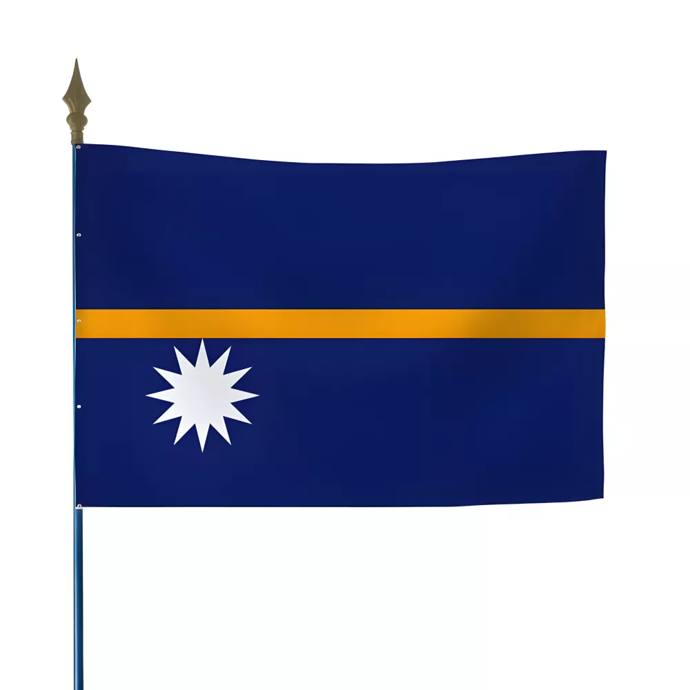 Drapeau Nauru en maille polyester avec hampe Drapeau Nauru en maille polyester avec hampe
