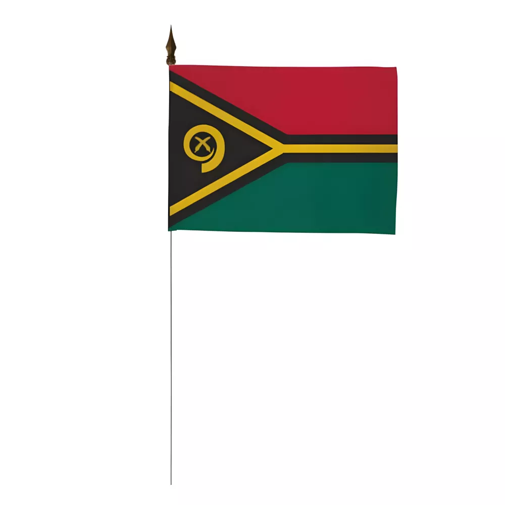 Drapeau de table Vanuatu 10 x 15 cm polyester avec tige métal