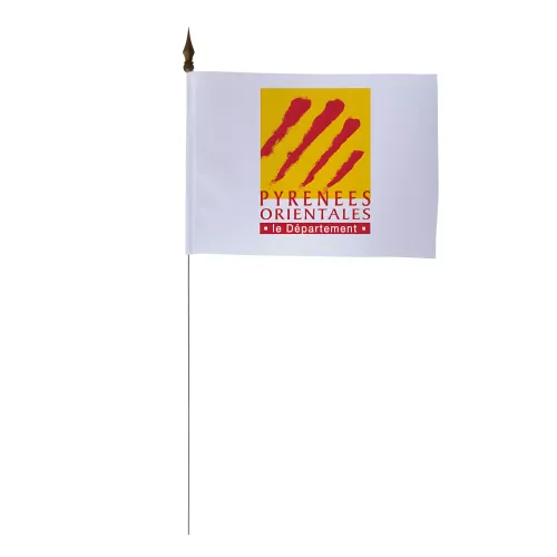 Drapeau de table Pyrénées-Orientales 10 x 15 cm polyester avec tige