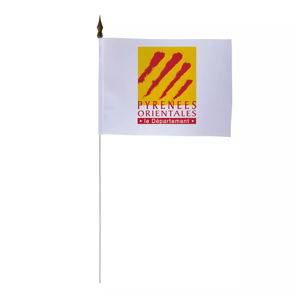 Drapeau de table Pyrénées-Orientales 10 x 15 cm polyester avec tige Drapeau de table Pyrénées-Orientales 10 x 15 cm polyester avec tige