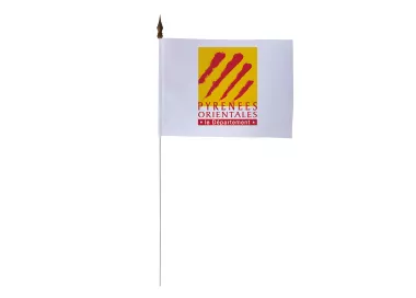 Drapeau de table Pyrénées-Orientales 10 x 15 cm polyester avec tige