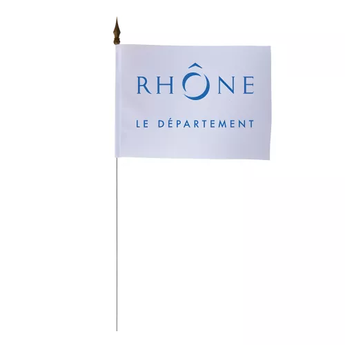 Drapeau de table Conseil Départemental du Rhône 10 x 15 cm polyester
