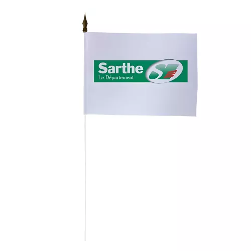 Drapeau de table Conseil Départemental Sarthe maille polyester 10 x 15 cm