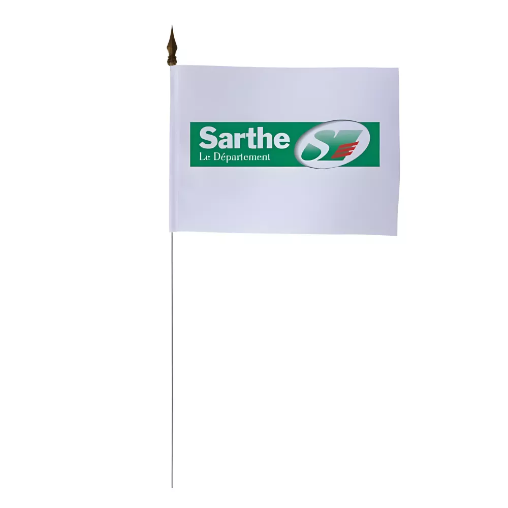 Drapeau de table Conseil Départemental Sarthe maille polyester 10 x 15 cm Drapeau de table Conseil Départemental Sarthe maille polyester 10 x 15 cm