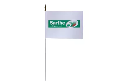 Drapeau de table Conseil Départemental Sarthe maille polyester 10 x 15 cm