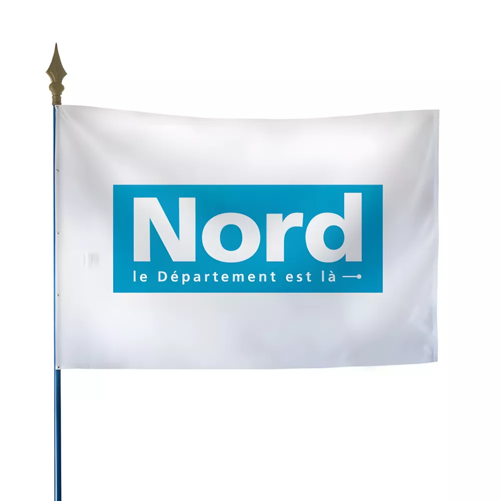 Drapeau du Conseil Départemental du Nord en maille polyester Drapeau du Conseil Départemental du Nord en maille polyester
