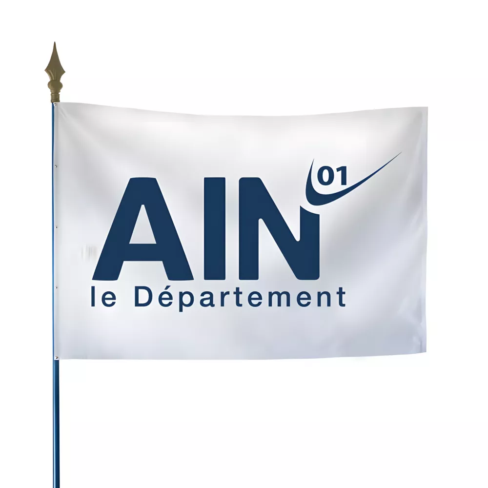 Drapeau du Conseil Départemental de l'Ain en polyester Drapeau du Conseil Départemental de l'Ain en polyester