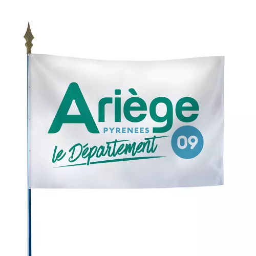 Drapeau du Conseil Départemental de l'Ariège sur hampe