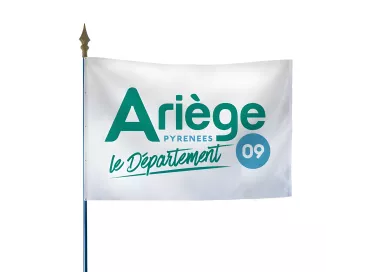 Drapeau du Conseil Départemental de l'Ariège sur hampe