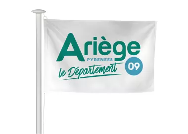 Pavillon du Conseil Départemental de l'Ariège en maille polyester