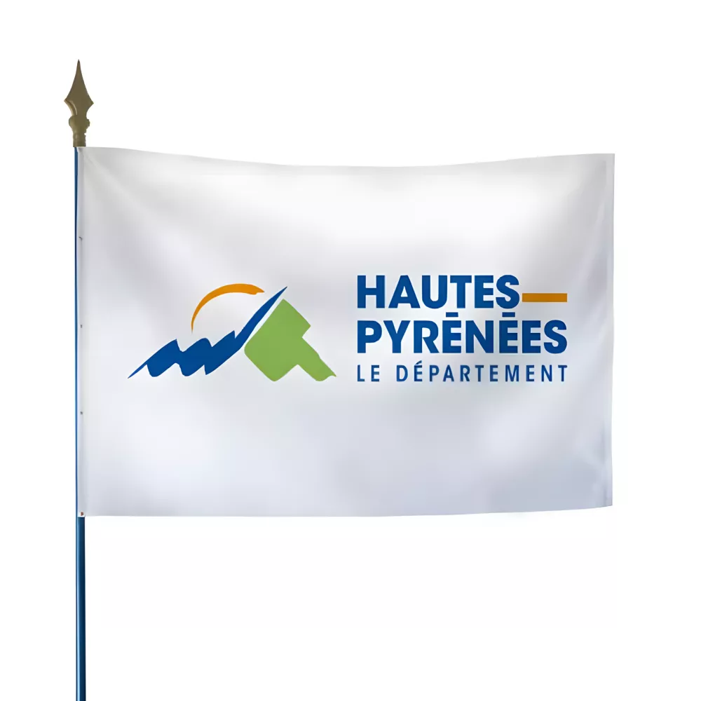 Drapeau du Conseil Départemental des Hautes-Pyrénées en polyester Drapeau du Conseil Départemental des Hautes-Pyrénées en polyester