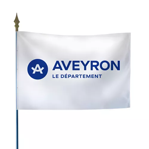 Drapeau du Conseil Départemental de l'Aveyron en maille polyester