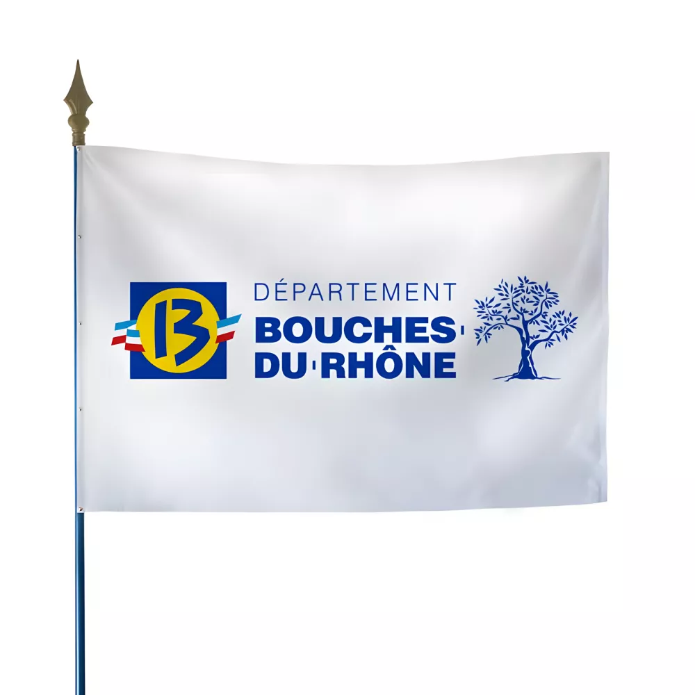 Drapeau du Conseil départemental des Bouches-du-Rhône en polyester Drapeau du Conseil départemental des Bouches-du-Rhône en polyester