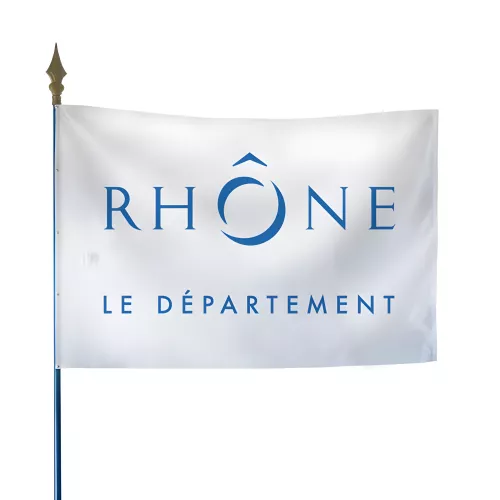 Drapeau du Conseil départemental du Rhône en maille polyester