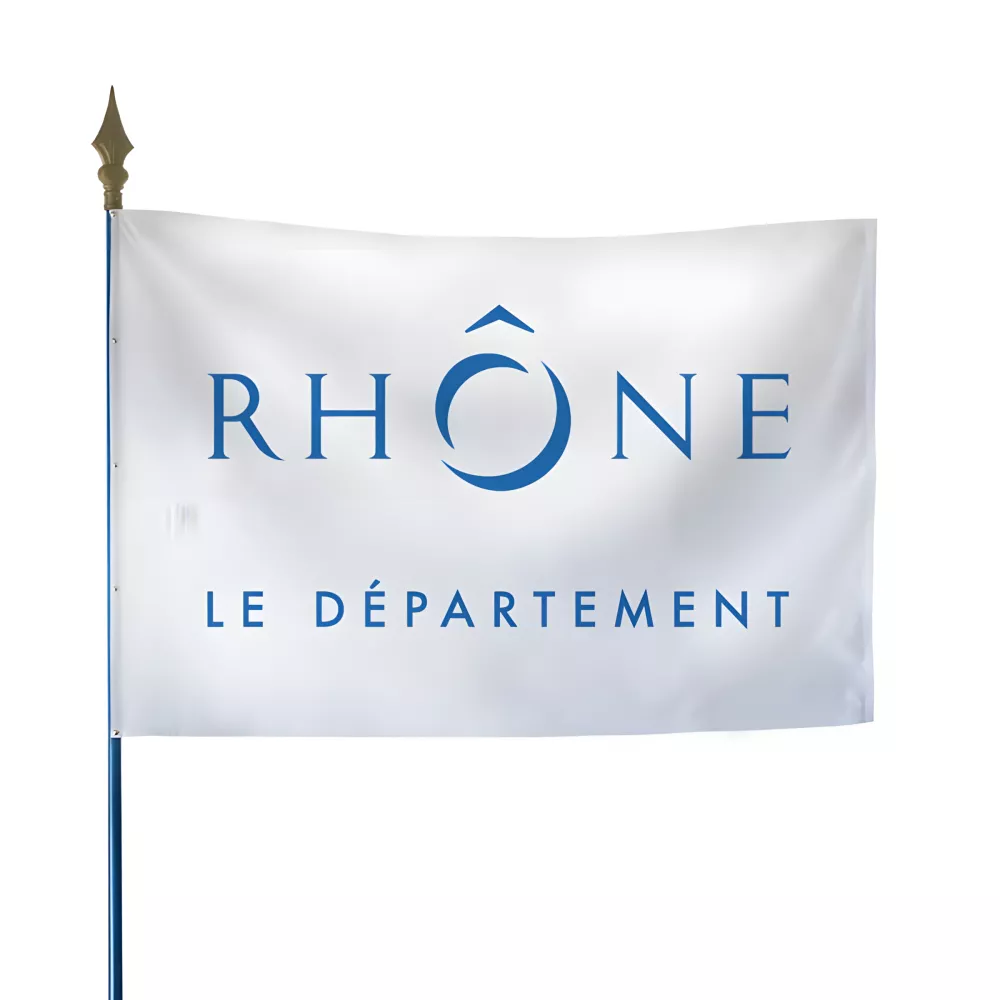 Drapeau du Conseil départemental du Rhône en maille polyester Drapeau du Conseil départemental du Rhône en maille polyester