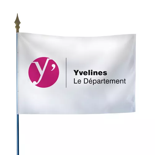 Drapeau du Conseil Départemental des Yvelines sur hampe