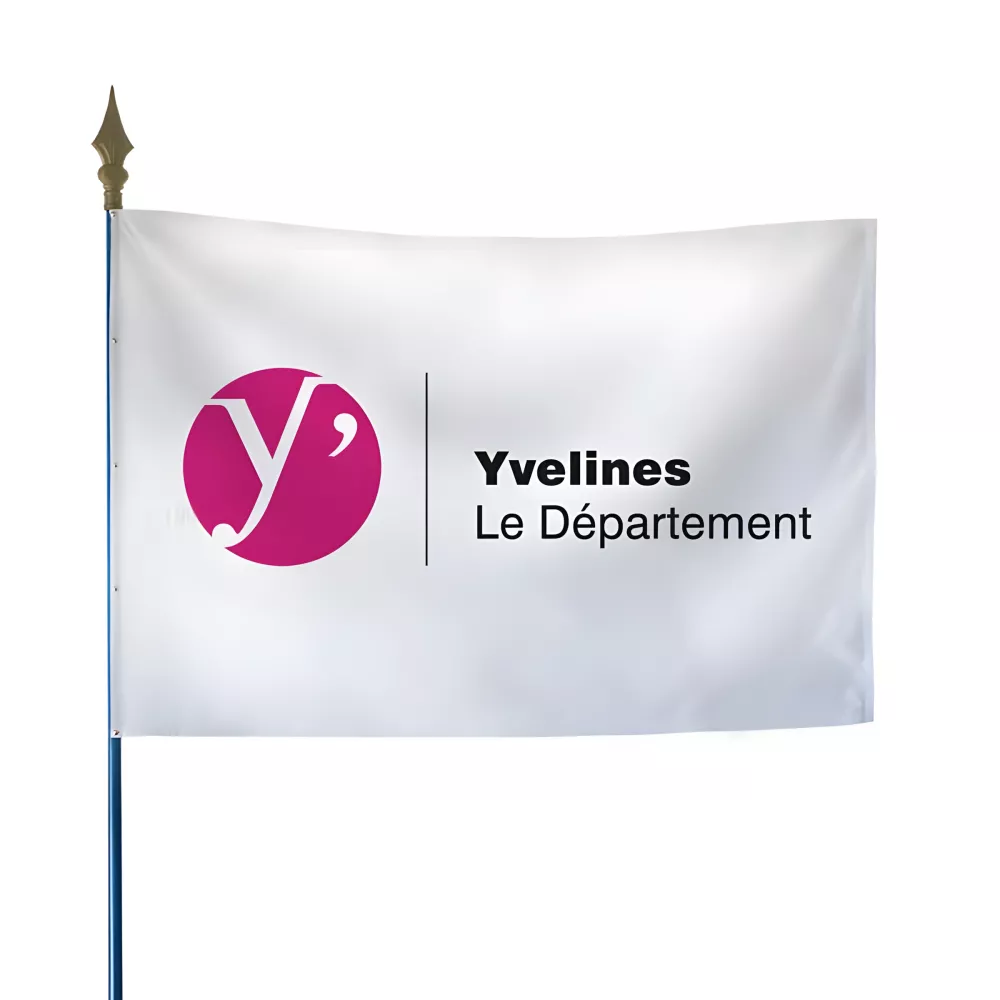 Drapeau du Conseil Départemental des Yvelines sur hampe Drapeau du Conseil Départemental des Yvelines sur hampe