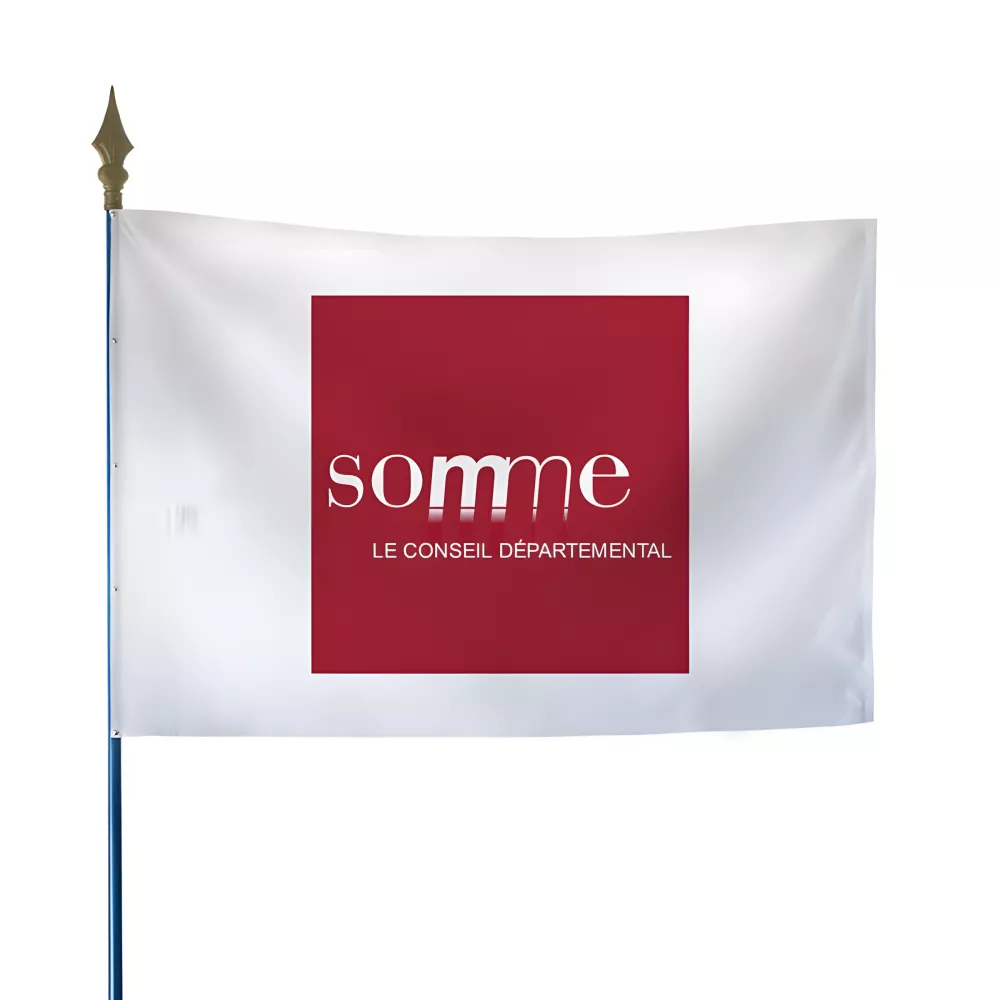 Drapeau du Conseil Départemental de la Somme avec hampe Drapeau du Conseil Départemental de la Somme avec hampe