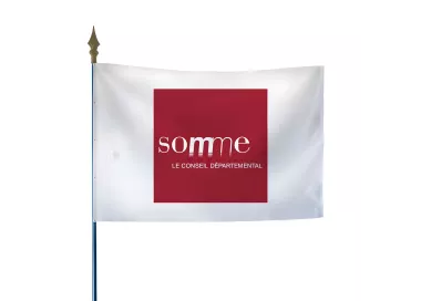Drapeau du Conseil Départemental de la Somme avec hampe