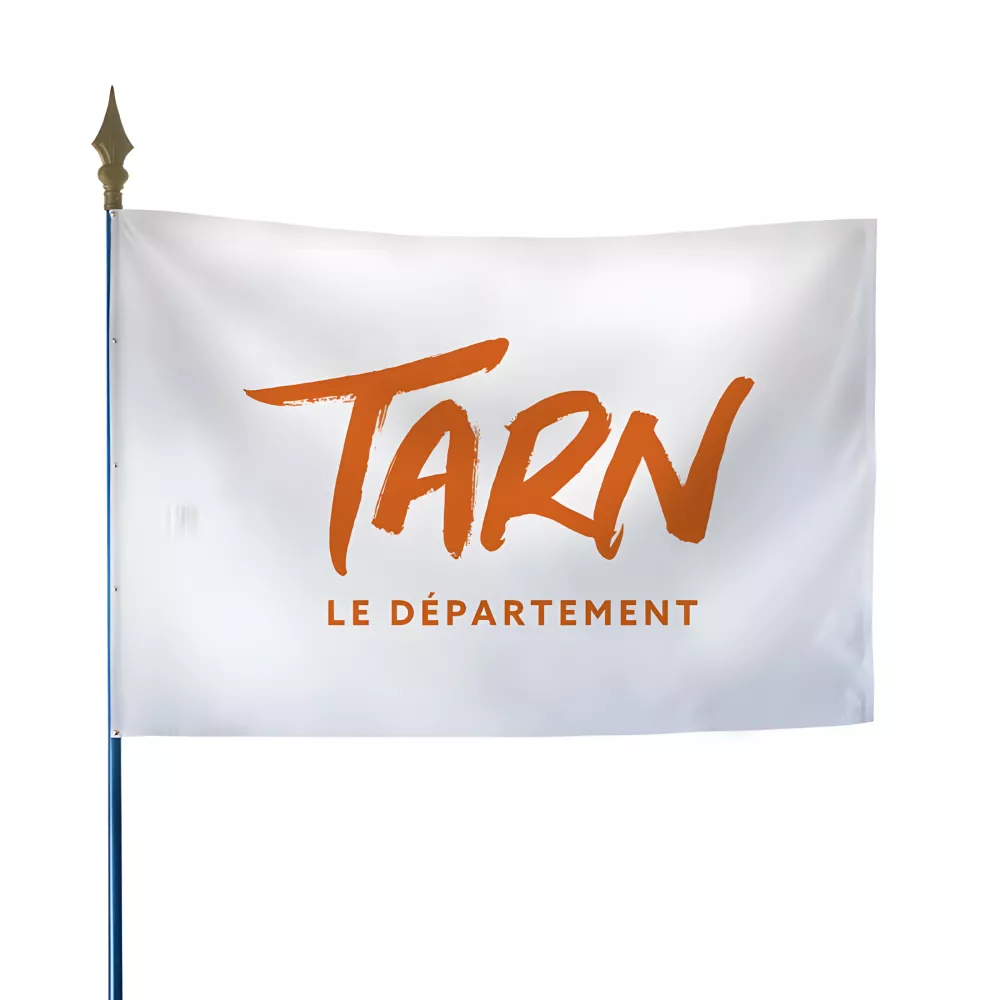 Drapeau du Conseil Départemental du Tarn en maille polyester Drapeau du Conseil Départemental du Tarn en maille polyester