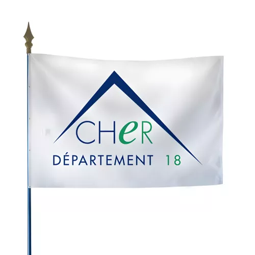 Drapeau du Conseil Départemental du Cher en polyester