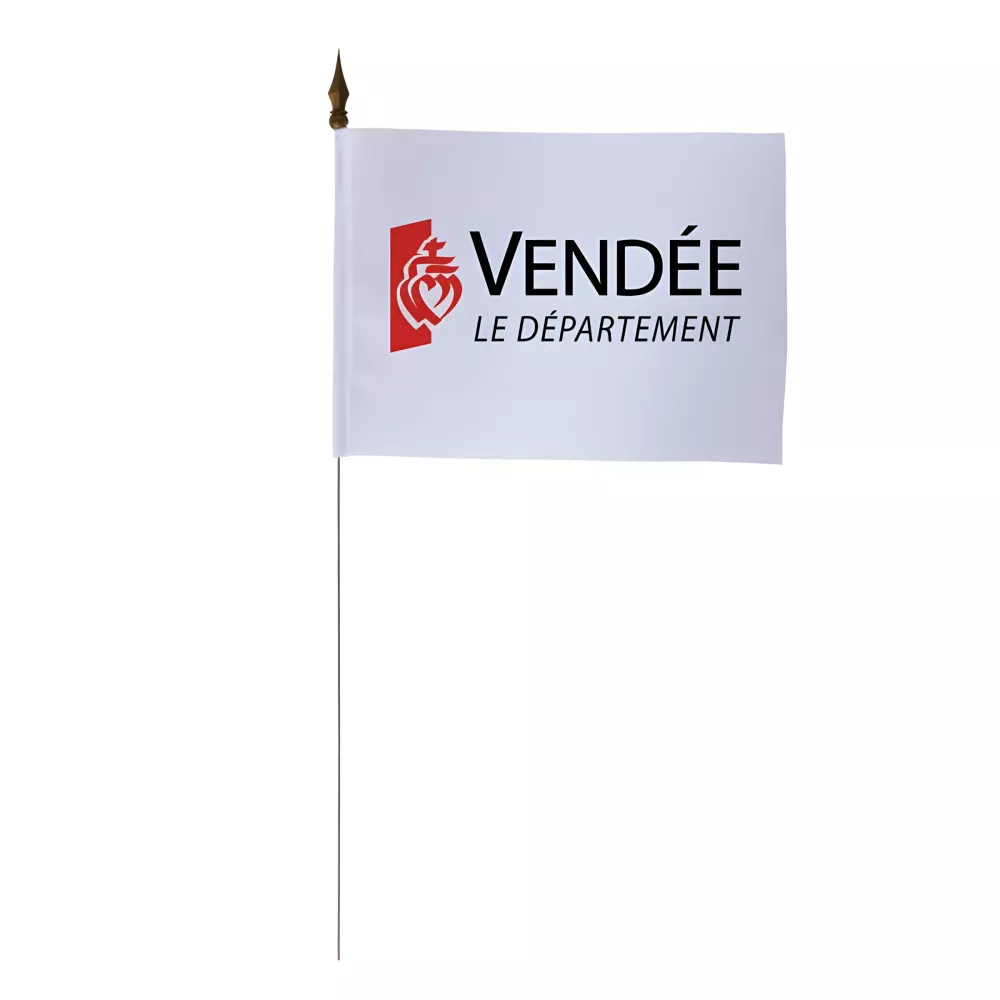 Drapeau de table Conseil Départemental Vendée polyester 10 x 15 cm Drapeau de table Conseil Départemental Vendée polyester 10 x 15 cm