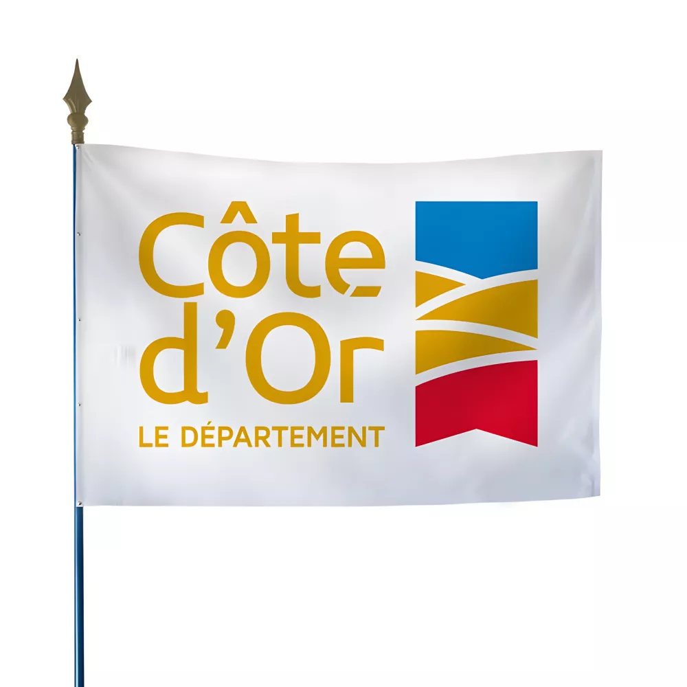 Drapeau du Conseil Départemental de la Côte-d'Or en maille polyester