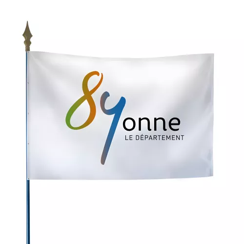 Drapeau du Conseil Départemental de l'Yonne avec hampe