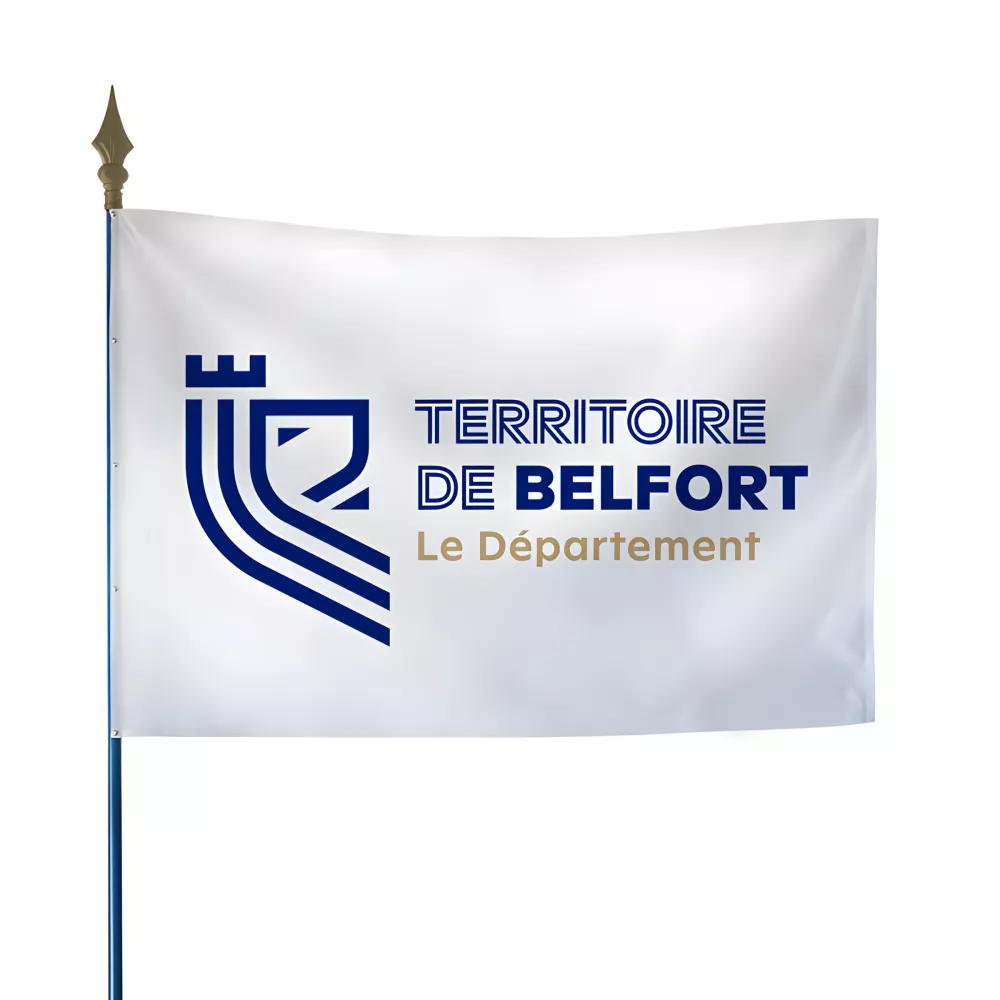 Drapeau du Conseil Départemental du Territoire-de-Belfort en maille polyester Drapeau du Conseil Départemental du Territoire-de-Belfort en maille polyester