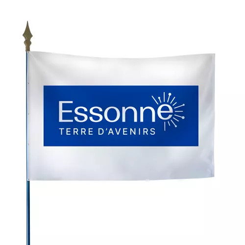 Drapeau du Conseil Départemental de l'Essonne avec hampe
