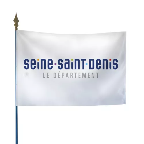 Drapeau du Conseil Départemental Seine-Saint-Denis avec hampe