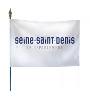 Drapeau du Conseil Départemental Seine-Saint-Denis avec hampe