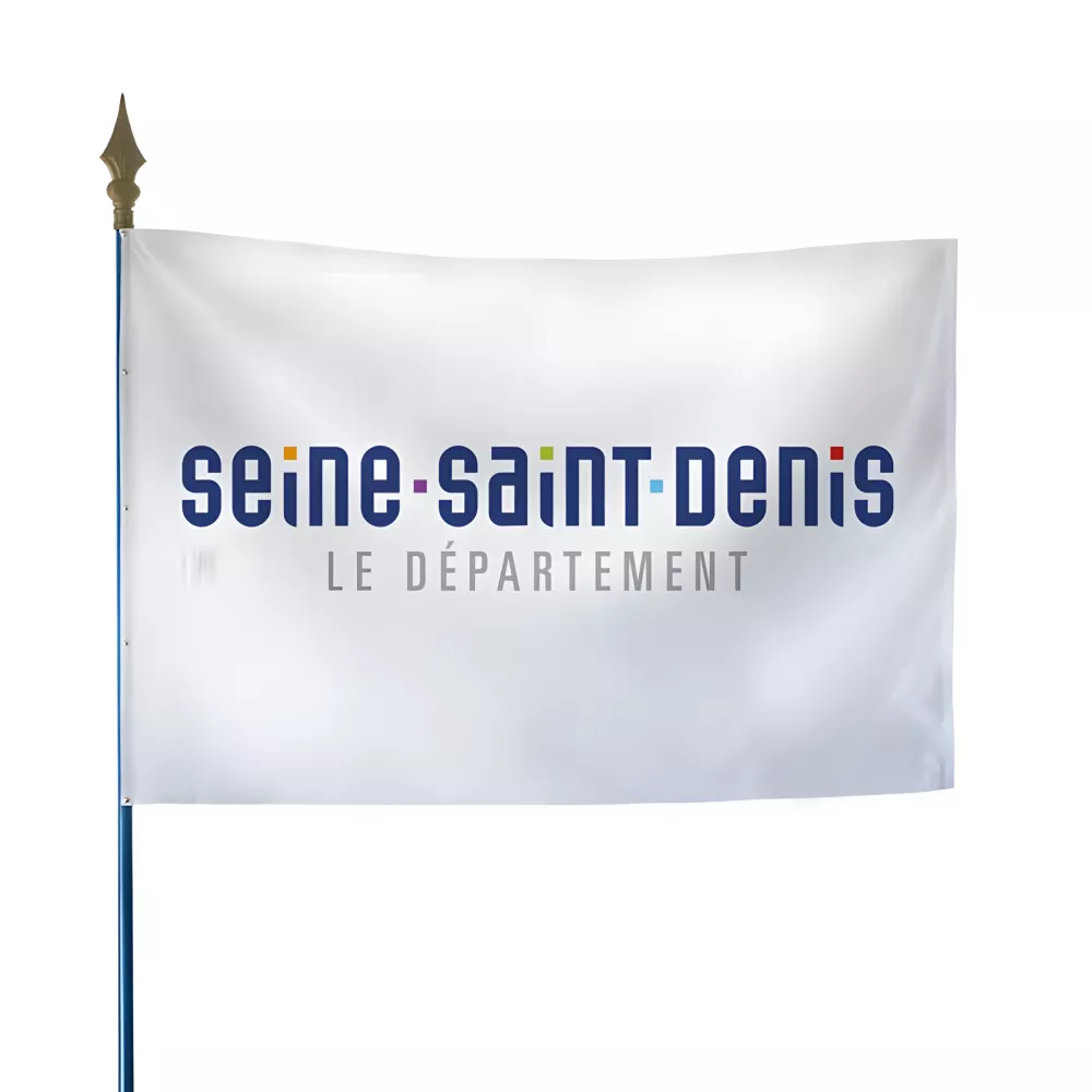 Drapeau du Conseil Départemental Seine-Saint-Denis avec hampe