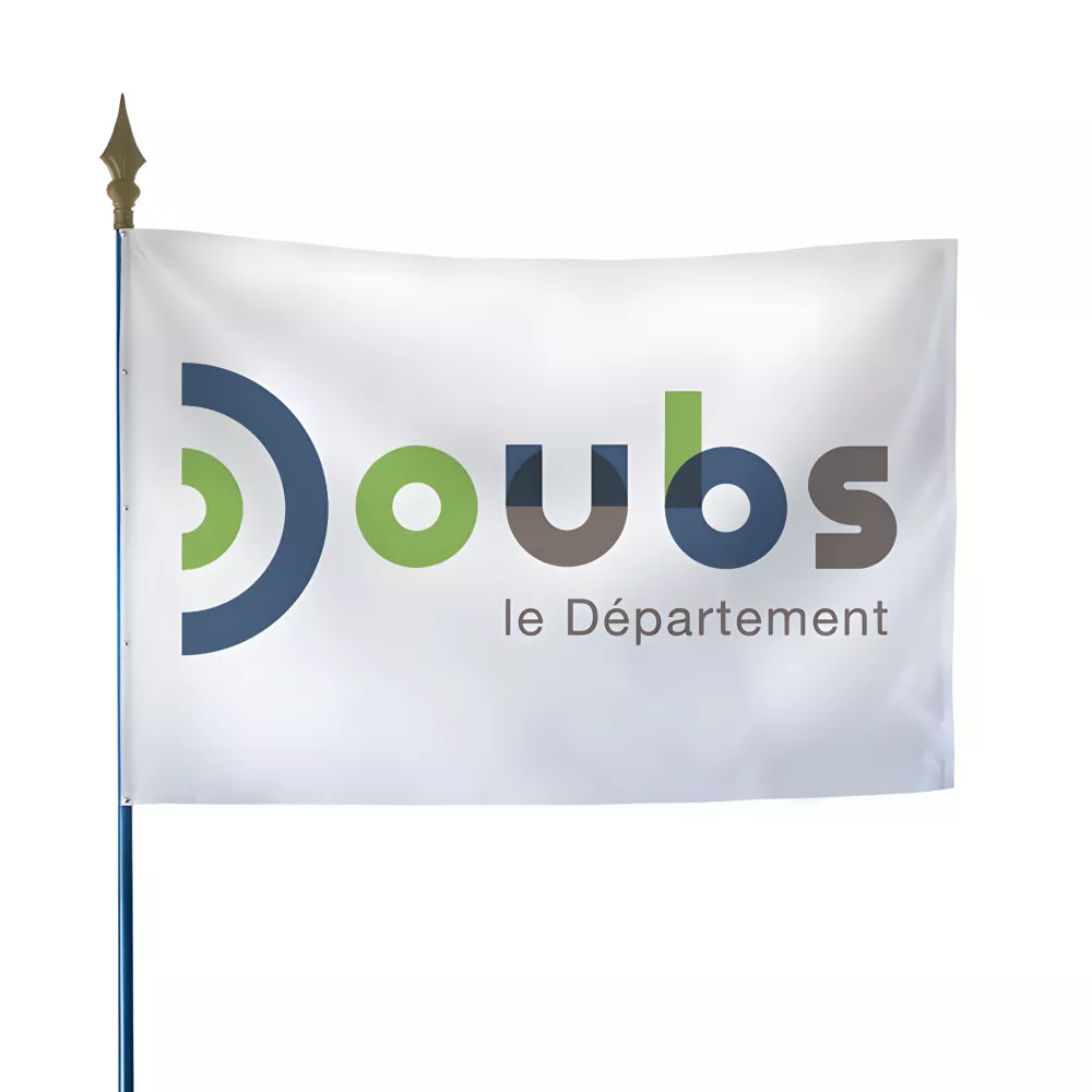 Drapeau du Conseil Départemental du Doubs en maille polyester Drapeau du Conseil Départemental du Doubs en maille polyester