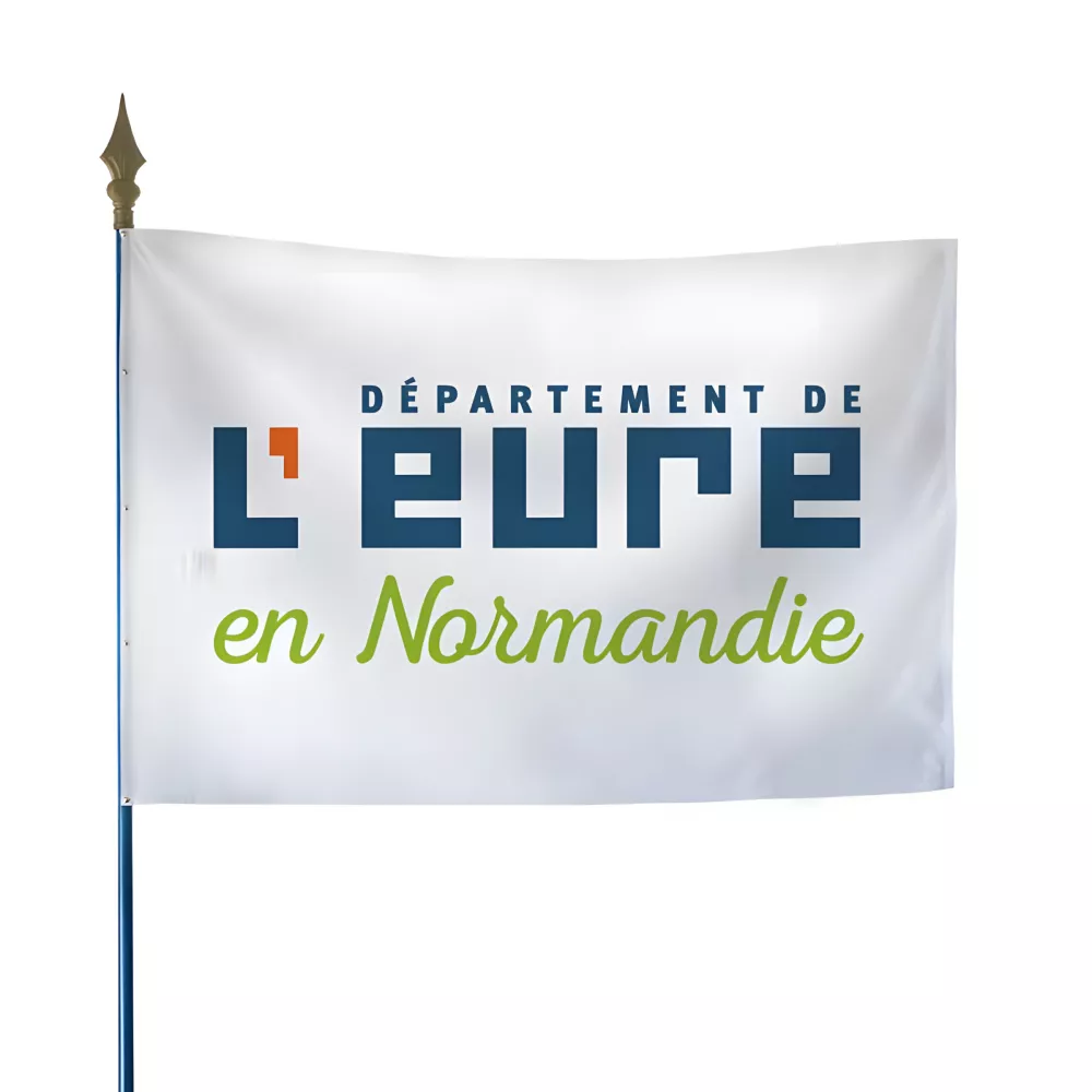 Drapeau du Conseil départemental de l'Eure en maille polyester Drapeau du Conseil départemental de l'Eure en maille polyester