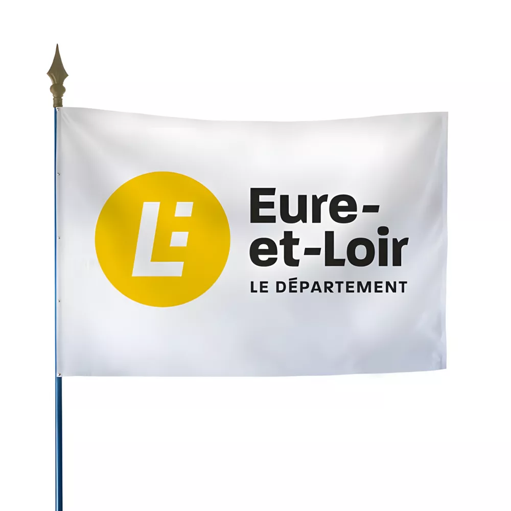 Drapeau du Conseil Départemental de l'Eure-et-Loir en maille polyester