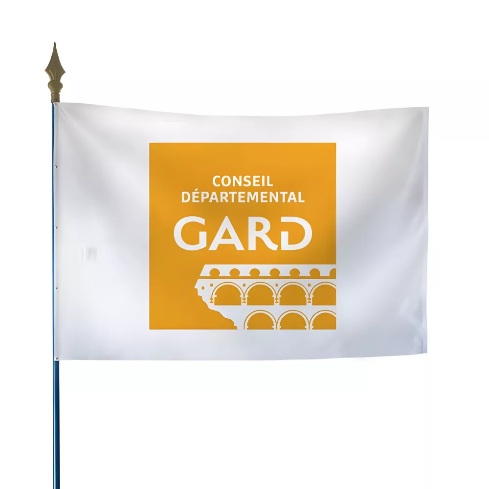 Drapeau du Conseil Départemental du Gard en polyester Drapeau du Conseil Départemental du Gard en polyester