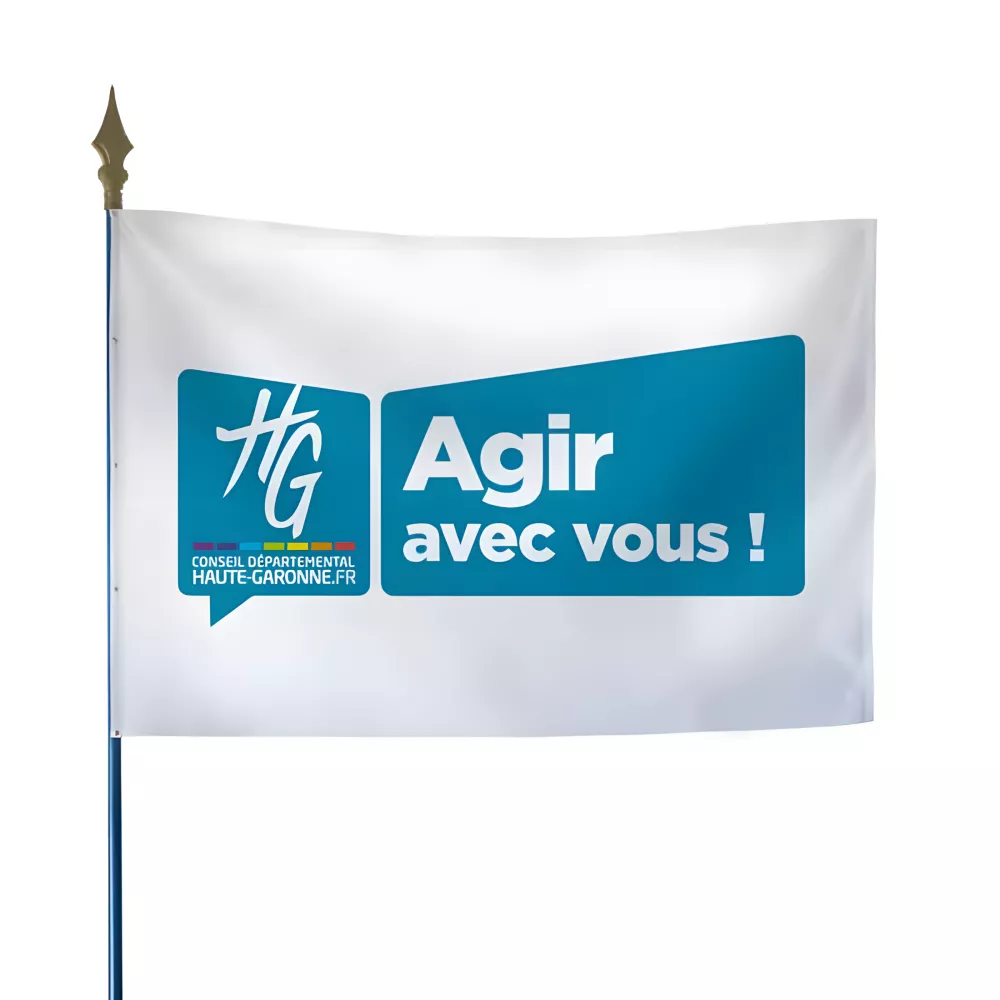 Drapeau du Conseil Départemental de la Haute-Garonne en maille polyester Drapeau du Conseil Départemental de la Haute-Garonne en maille polyester